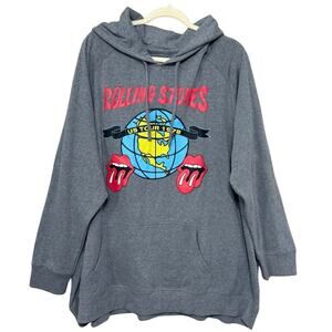 Torrid Rolling Stones Puff Hoodie Women’s Plus Size 5X 28 Gray US Tour 197& NWT